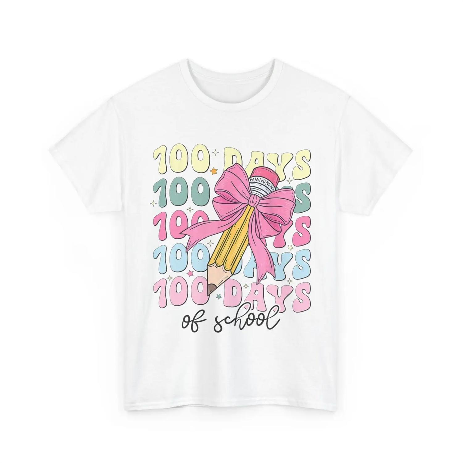 100 Дней Школы Девочки Кокетливый Бант Футболка на 100-й День S белый Beautiful and excellent quality