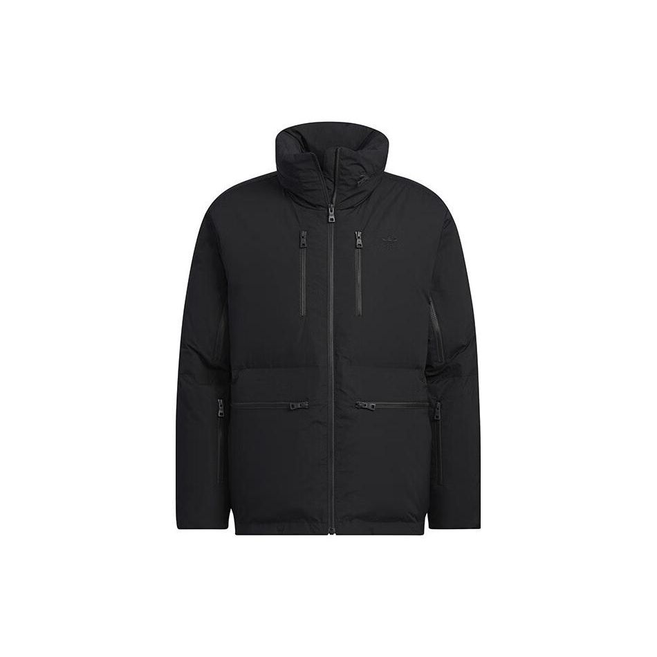 Adidas Originals Trefoil Premium Пуховик с вышитым логотипом и воротником на молнии Гусиный пуховик Мужская верхняя одежда Черный HS7280 S black