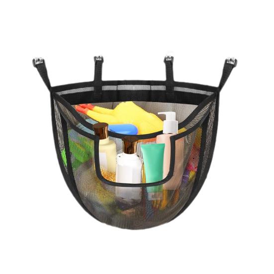 Сетка для хранения игрушек в ванной с крючками, сетчатый дизайн, водопроницаемая, устойчивая к плесени, органайзер для хранения детских игрушек чёрный xinkurui