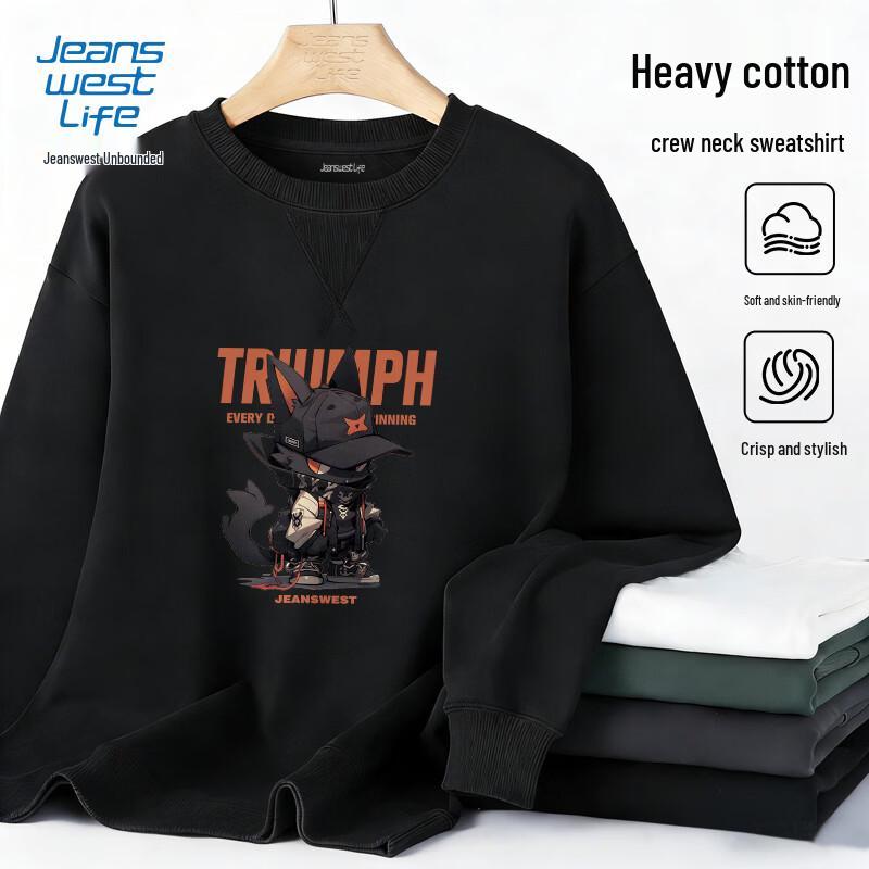 JEANSWEST LIFE Мужской повседневный свитшот с круглым вырезом 5XL black JDST online