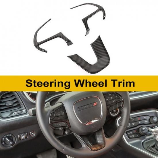 Steering Wheel Trim Cover For Dodge ChallengerChargerDurango 15+Carbon Fiber yellow dfvbnmf