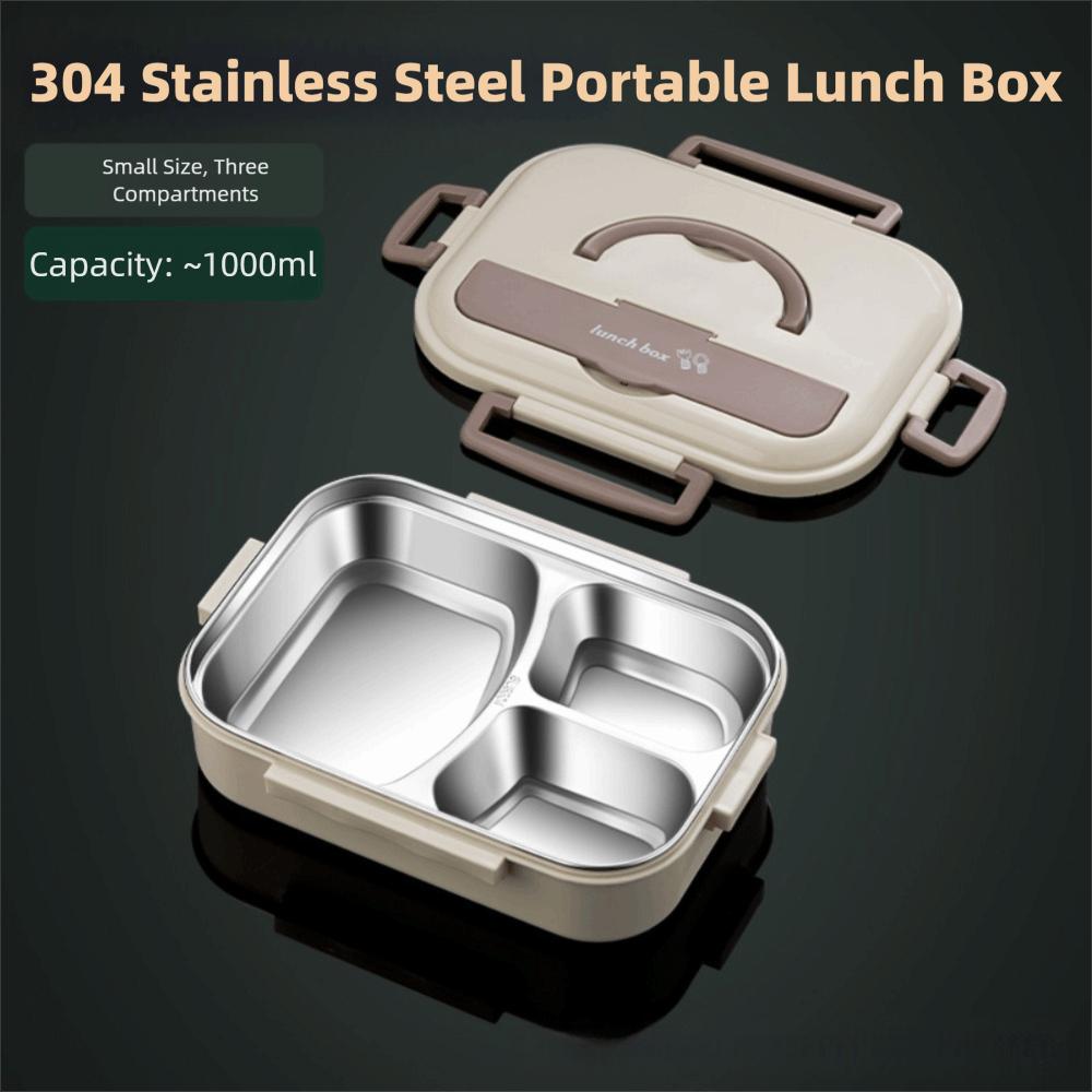 Portable Insulated Lunch Box Eco-Friendly Durable Stainless Steel Lunch Box Leak-Proof Partition Lunch Box Office Worker gray Nue Living