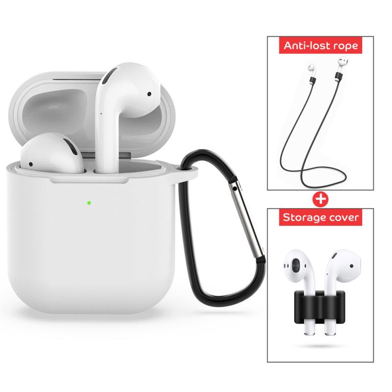 4 шт./набор Для Apple AirPods 2 Беспроводная зарядка Защитный силиконовый чехол-накладка Набор аксессуаров белый RUI RUI YU 2