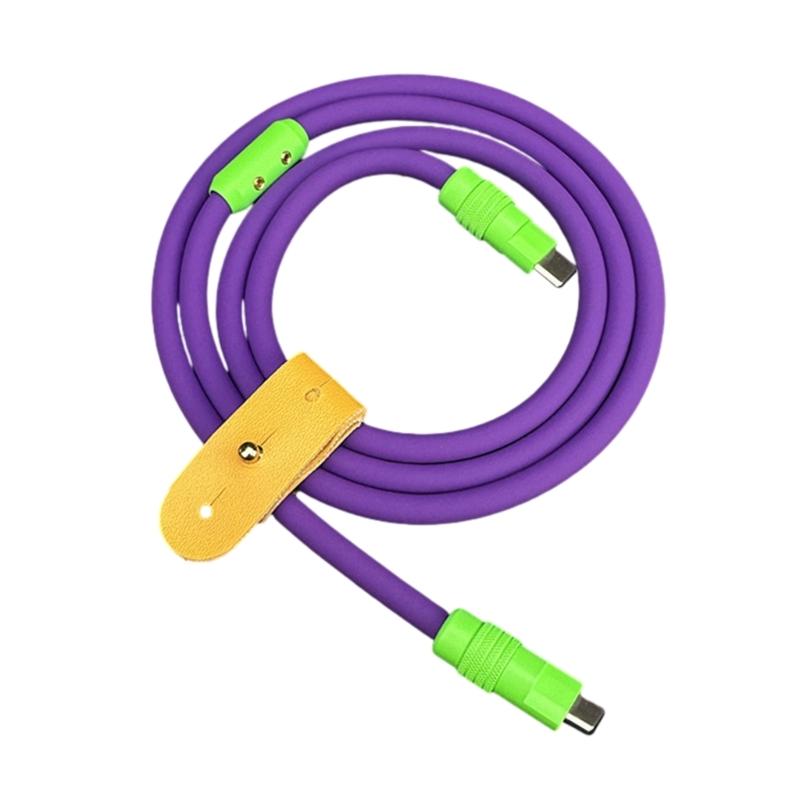 Зарядный кабель USB C на USB C, 100 Вт, зарядный кабель типа C, кабель для быстрой зарядки, силиконовый кабель для передачи данных для телефона, планшета фиолетовый Insiders