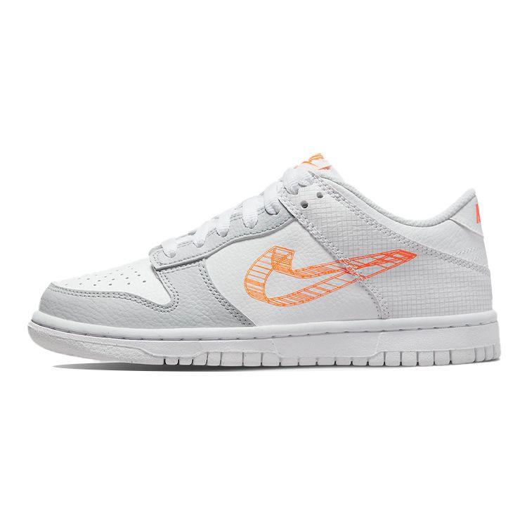 Кроссовки Nike Dunk Low SE GS 3D Swoosh для детей Белый Pure-Platinum Total-Orange DR0171-100 36.5 white