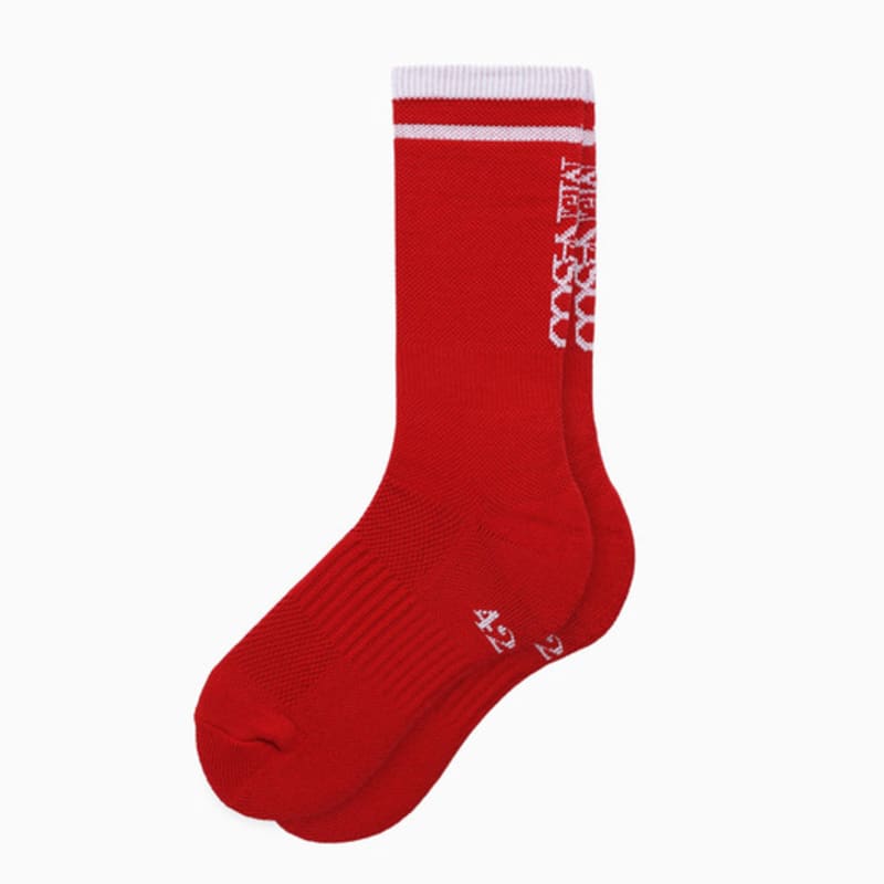 MENASOO RUNNING CREW FLOGGER FIT НОСКИ_ДЛИННЫЕ_красный Red_F white Mayfashion