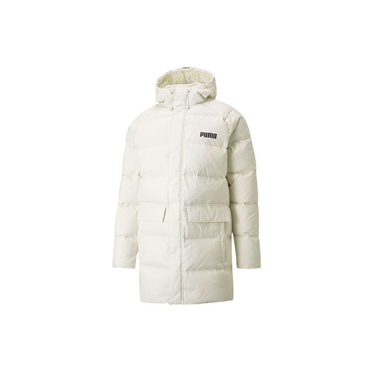 Puma Длинный пуховик с капюшоном и логотипом, мужская верхняя одежда, белый цвет 846326-73 S white