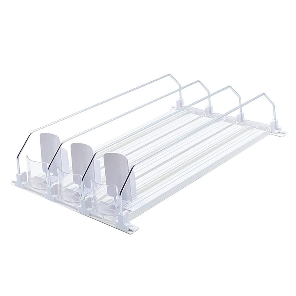 Can Shelf Pusher Adjustable Width Drink Organizer Dispenser Spring Push Auto Beer Pusher Holder E-shaped Glide for Refrigerator 310mm 3 sets белый Bloom Habitat