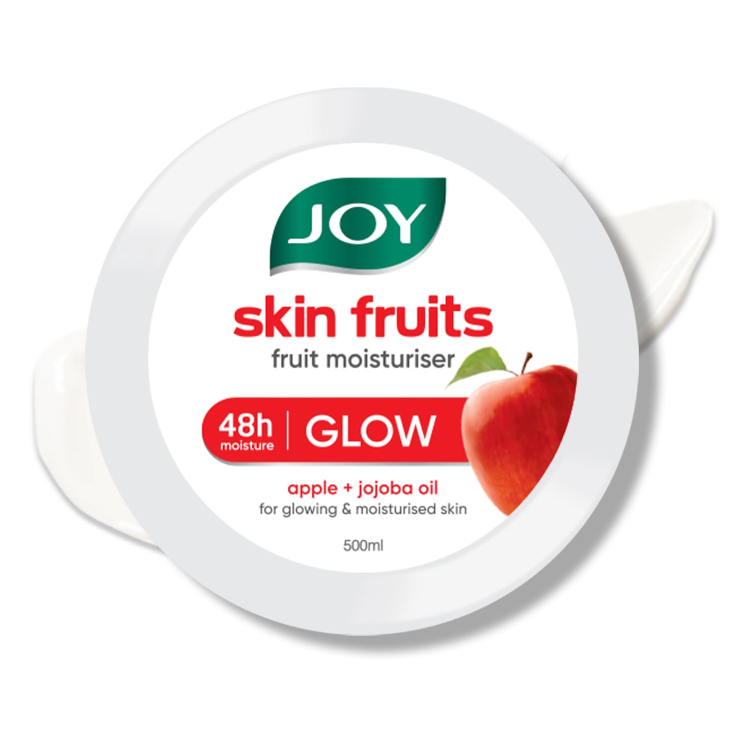 Joy Skin Фруктовый Увлажняющий Крем с Яблоком, Маслом Жожоба и Миндаля 500 мл Упаковка 1 - Быстро Впитывающийся, Нелипкий Холодный Крем для Лица, Рук, Тела red