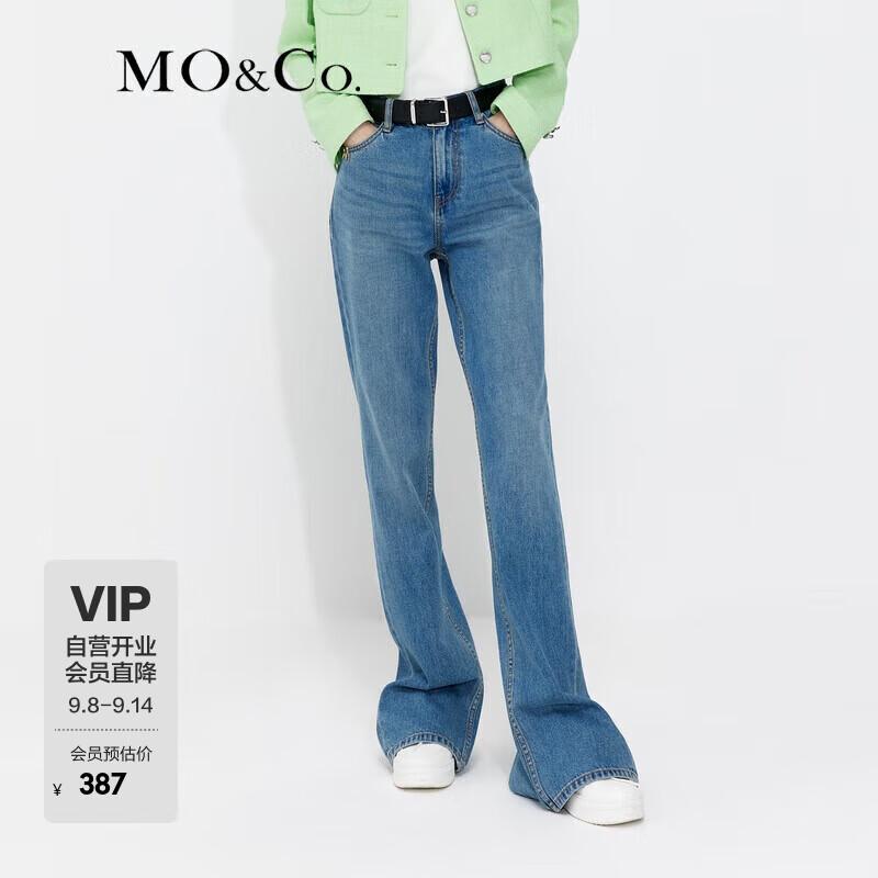 MO&Co. Женские джинсы с высокой посадкой, прямые, с разрезом сзади XS 25 джинсовый синий JDST online