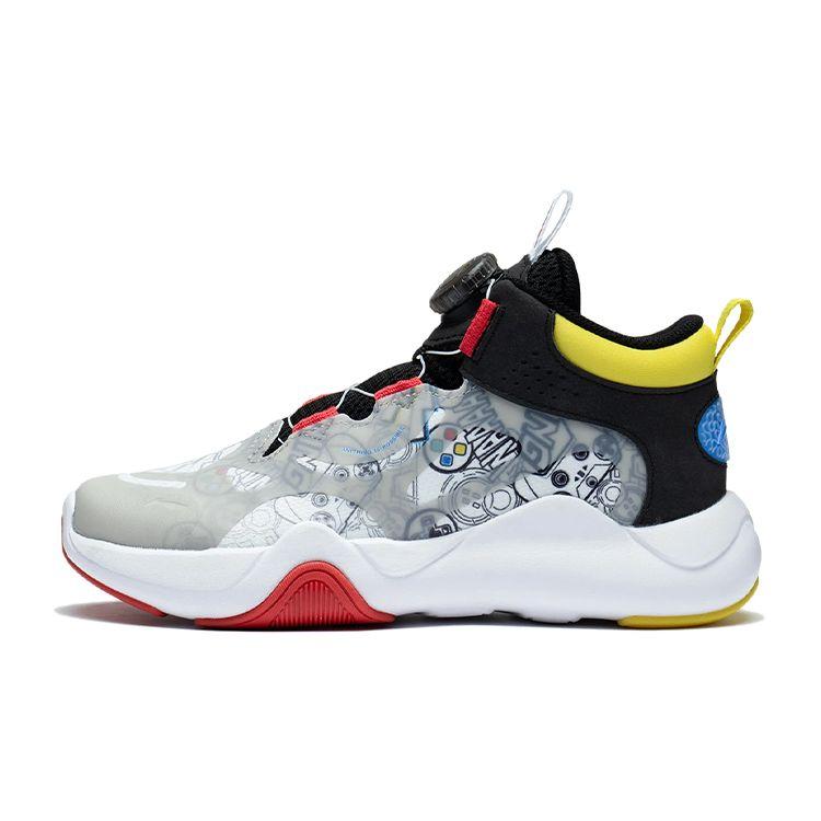 Li Ning Удобные универсальные нескользящие износостойкие повседневные туфли с отскоком Детская обувь Серый Белый Черный YKCT034-5 34 black Li-Ning
