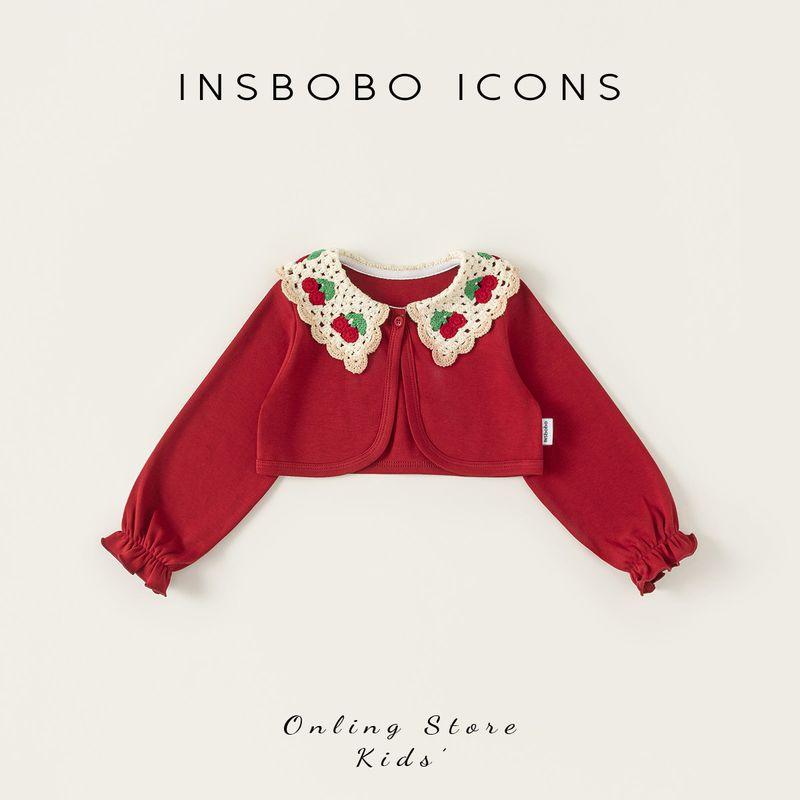 Insbobo Girls  Jacket 2026 Spring New Children s Clothing Baby Red Top Kidsren s Beautiful Long-Sleeved Clothes Red 80 red TAOMall