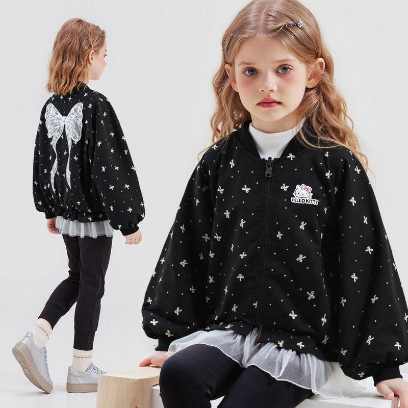 Hellokitty Girls  Autum Outwear 2025 New Sweet Cartoon All-Over Printed Bow Kidsren s Jacket Outerwear Black 110 cm brown TAOMall