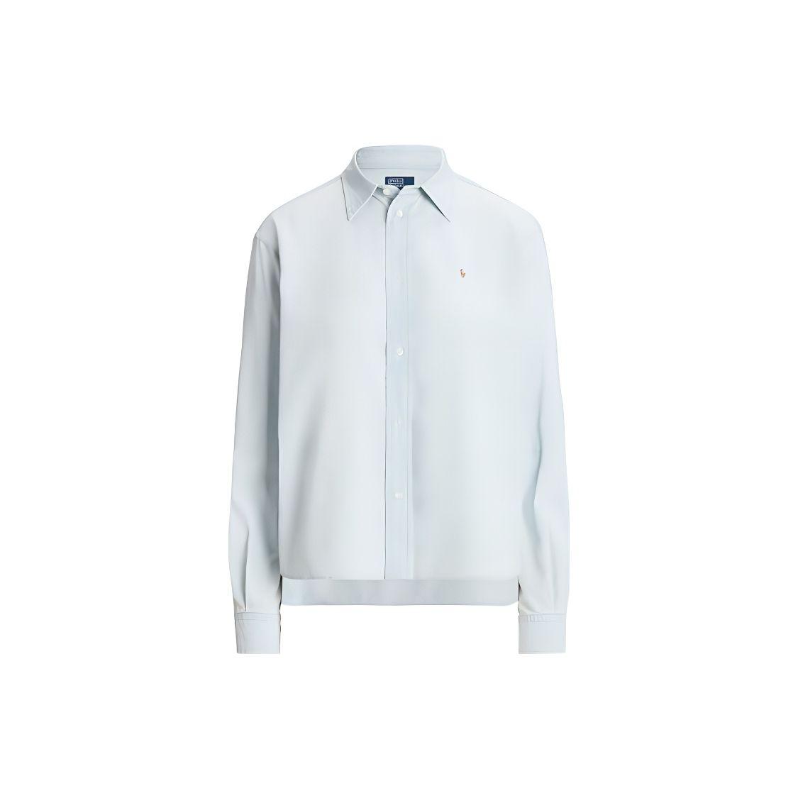 Polo Ralph Lauren Ss23 Однотонная рубашка с воротником поло, вышитым логотипом, с длинным рукавом, женская, светло-голубая WMPOSHTNDO20345-450 S white