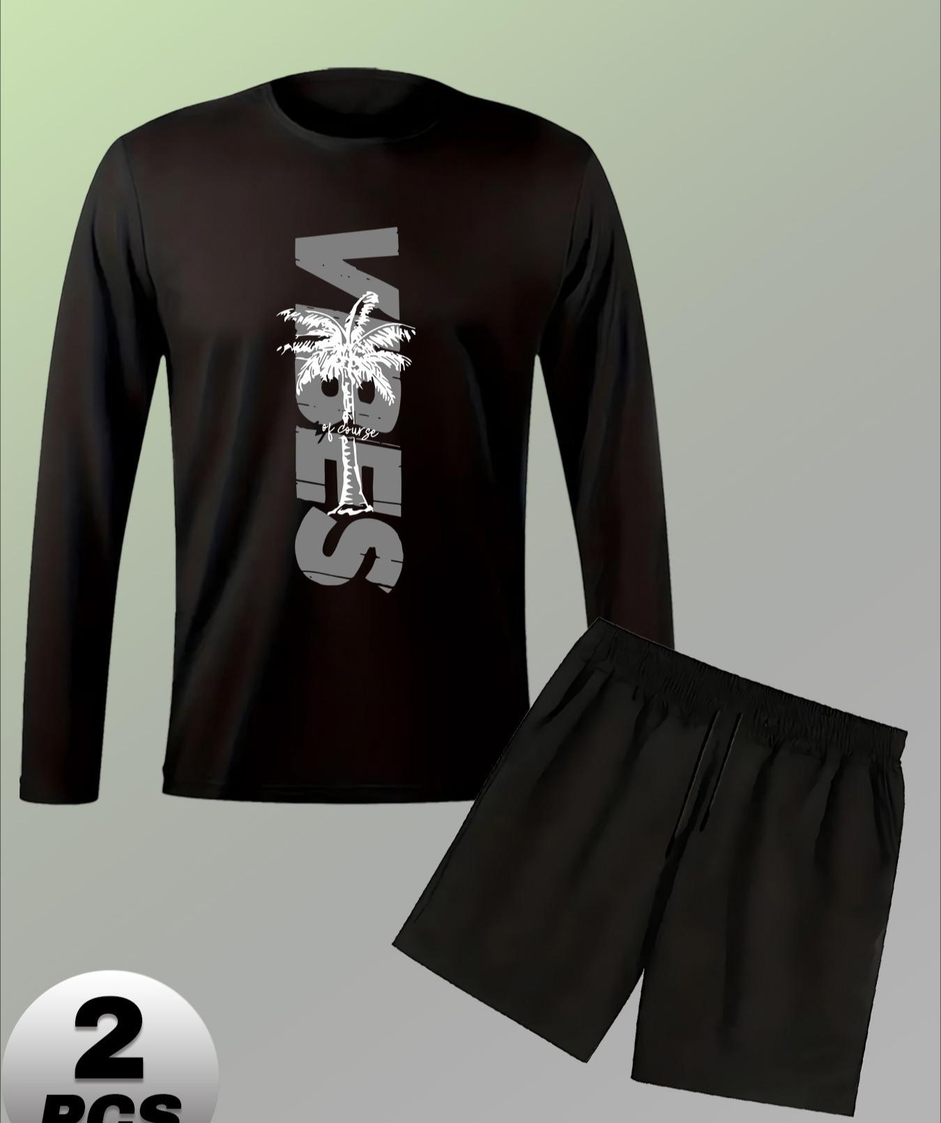 Athletic Long Sleeve & Shorts Set for Men, Stretch & Quick-Dry, Great for Gym S чёрный X-MARS