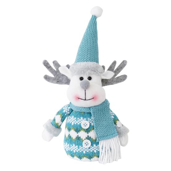 Christmas Doll Blue Snowman Santa Claus Reindeer Christmas Doll Handmade Plush Figure Ornament Home Office Decor Elk white DreamCo