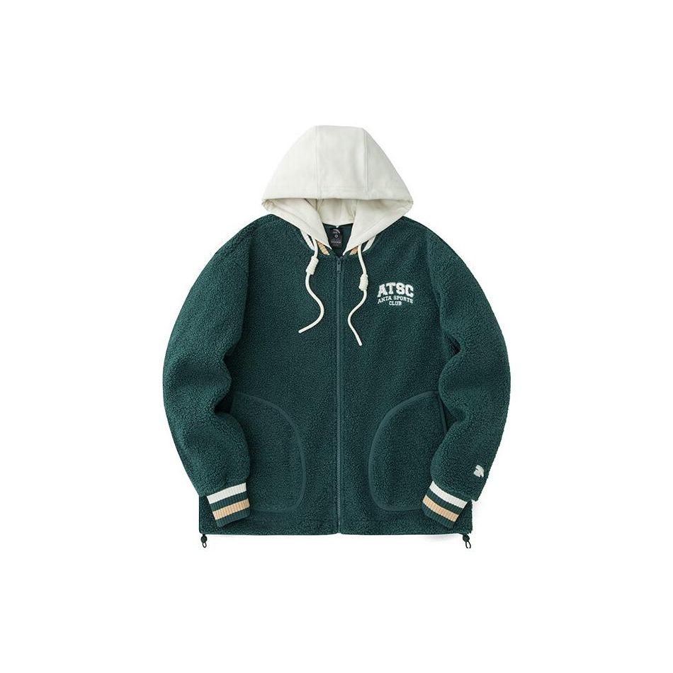 Anta Life Series Letter Color Block куртка с капюшоном на молнии толстая женская куртка зеленая 162348712-2 S white