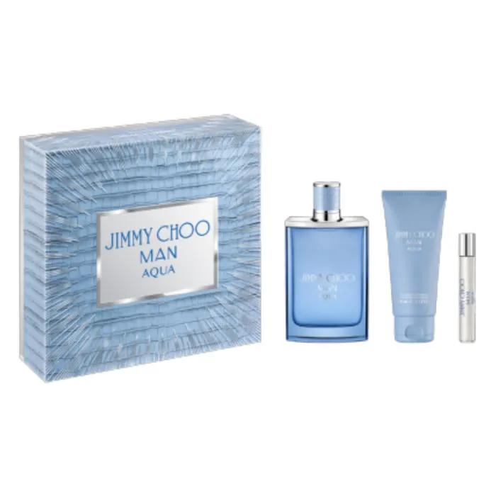 Jimmy Choo Man Aqua Eau De Toilette Spray 100ml Set 3 Pieces gray