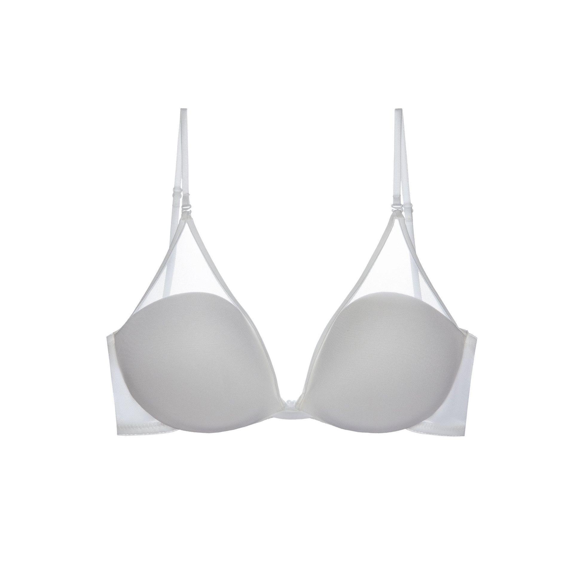 Sexy Lingerie Female Without Steel Ring Small Chest Gathered Bra U-shaped Mesh Hanging Neck and Beautiful Back Underwear 32/70 белый ZAIA Women Underwear-5