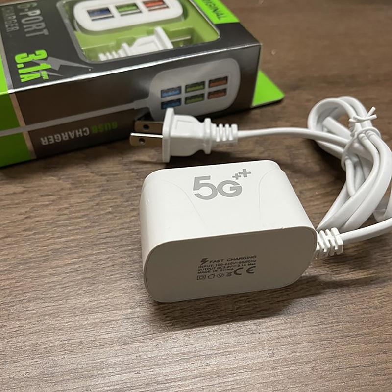 Зарядное устройство для телефона USB-удлинитель Многофункциональный Быстрая зарядка 6 портов USB Мини-удлинитель Разветвитель white Rampant