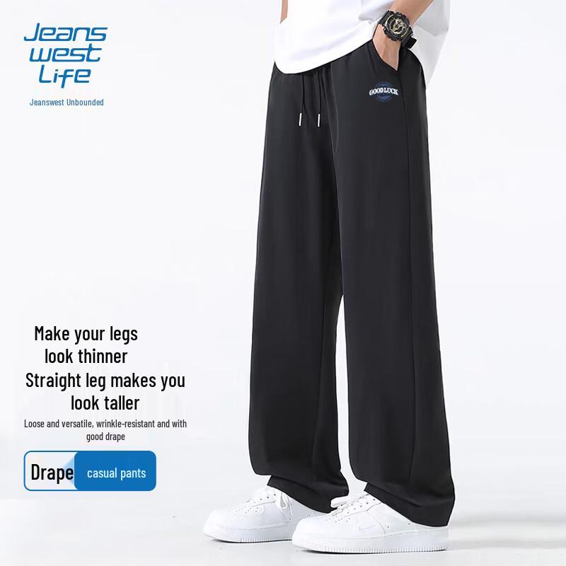 JEANSWEST LIFE Мужские повседневные брюки прямого кроя из хлопка 3XL чёрный JDST SELECTION