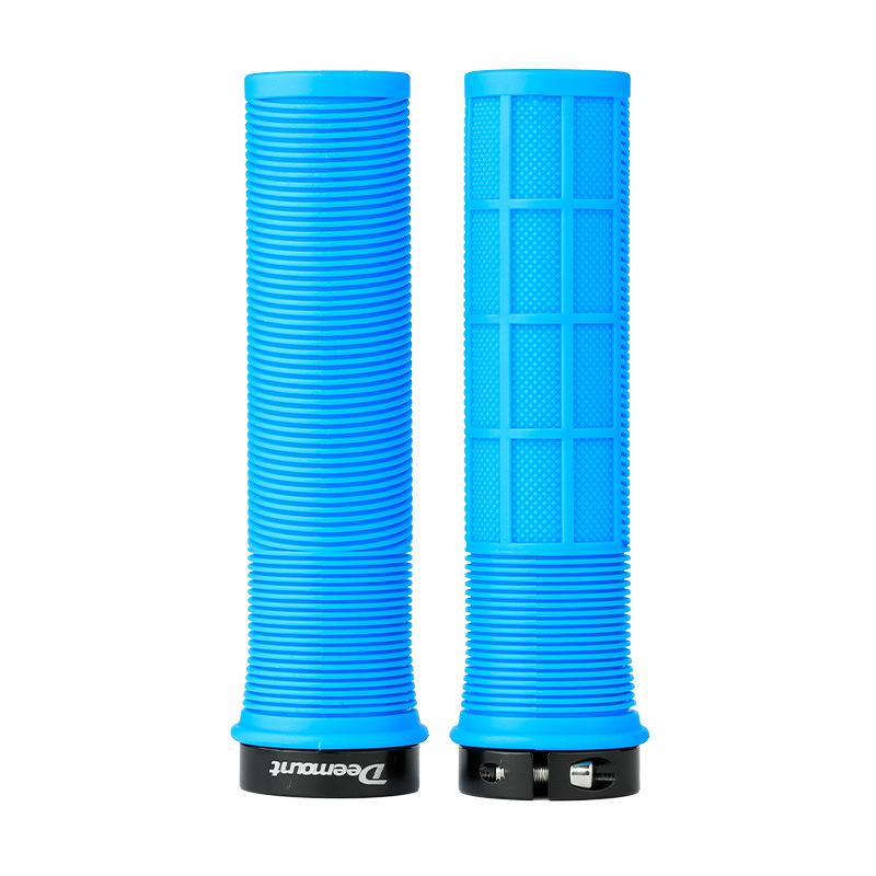 Tpr Bicycle Grips Integrated Bicycle Handle End Grip Aluminum Alloy Lock On Cycling Handles Non-Slip Mtb Cuffs Cover Bike Part blue Exquisite wedding