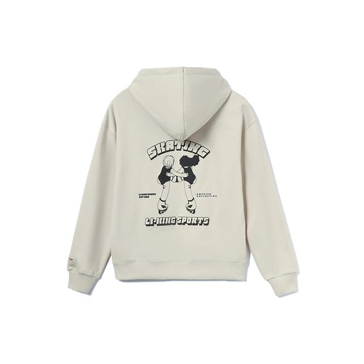 Li Ning Sports Fashion Series Fun Print Флисовая теплая свободная толстовка с капюшоном Женская толстовка Fog-Haky AWDR682-1 M gray Li-Ning