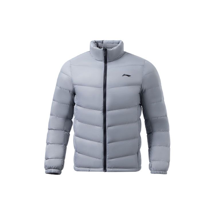 Li-Ning Пуховик с логотипом Fitness Series, мужские куртки Rock-Gray AYMR145-6 M gray