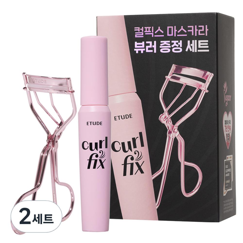 Etude Curl Fix Mascara 8g + Eyelash Curler Set, 01 Black, 2 sets gray