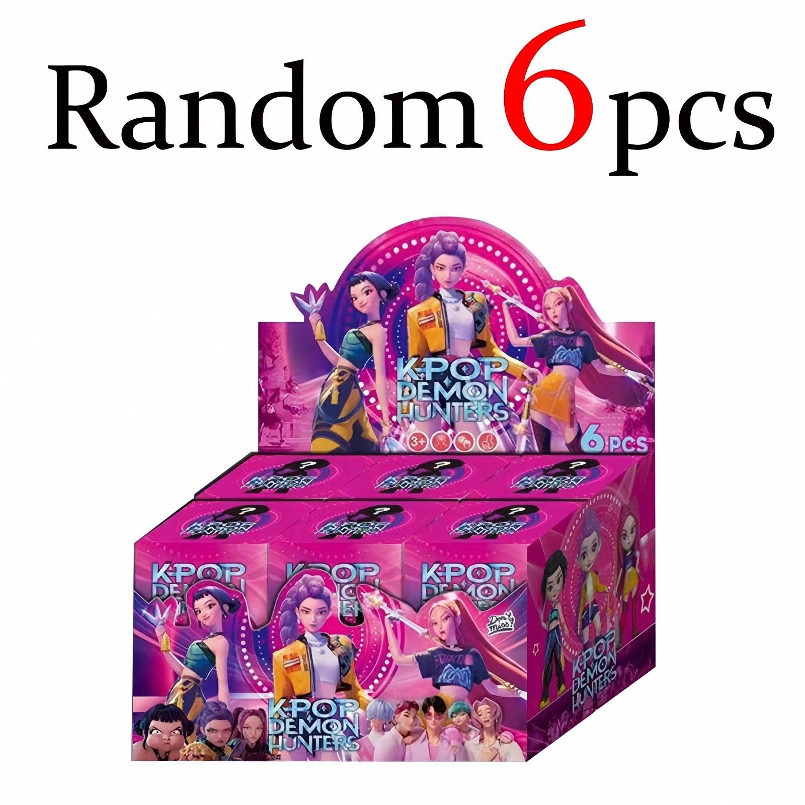 Хит продаж 6 шт./комплект Фигурки K-pop Demon Team Игрушки Новая Кукла K-POP Demon Slayer Настольное украшение Игрушка Для ребенка Подарки АнимеОхотник (as the picture-47186-)- pink Dimensional toy box