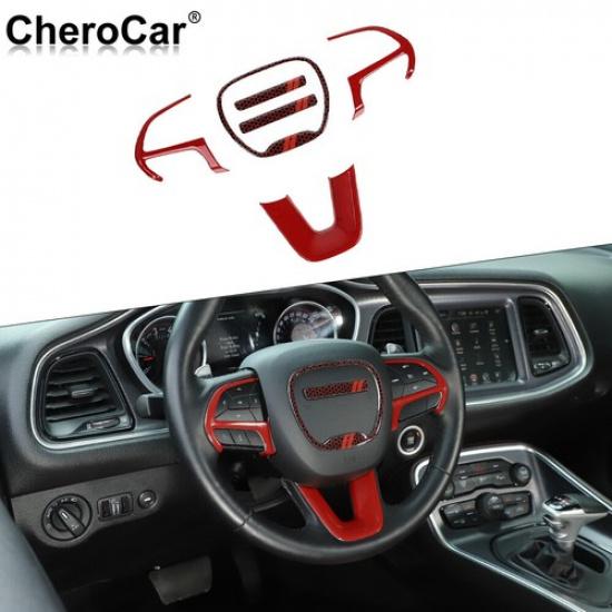 Steering Wheel Cover Trim Frame for Challenger & Charger 2015 Up Red Accessories black jhhfaqq