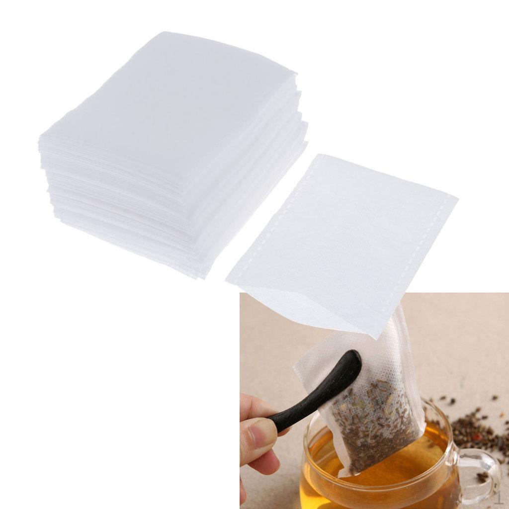 100 пустых чайных фильтр-пакетов с одноразовыми травами, белый, 5x6 см white Hobbies mall