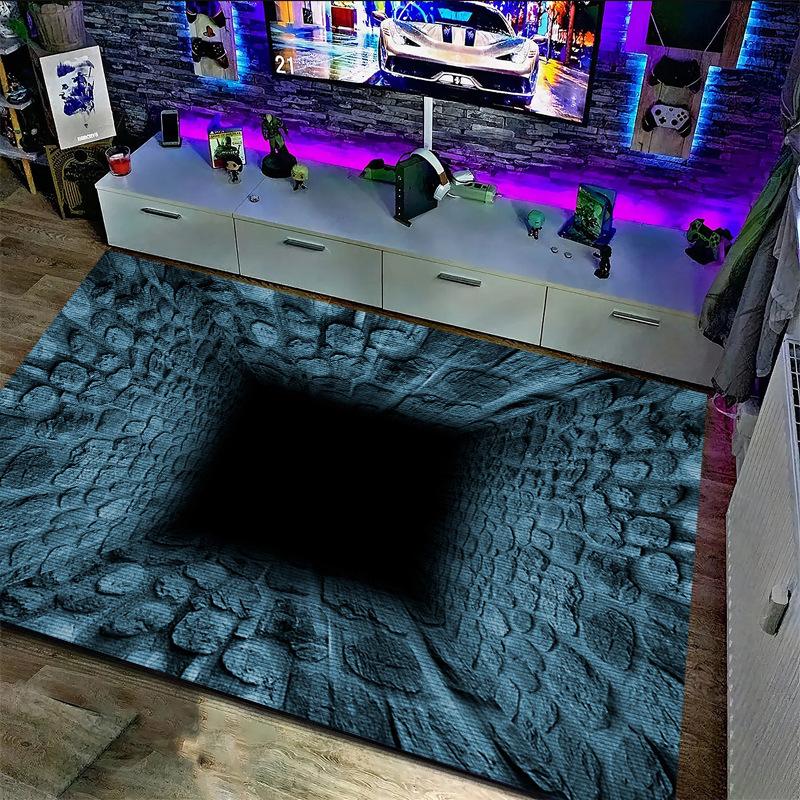 3D Ковер для гостиной, ковер для дивана и журнального столика, ковер для киберспортивной комнаты, ковер для украшения, коврик для входной двери 50 * 80 cm gray WTEMPO