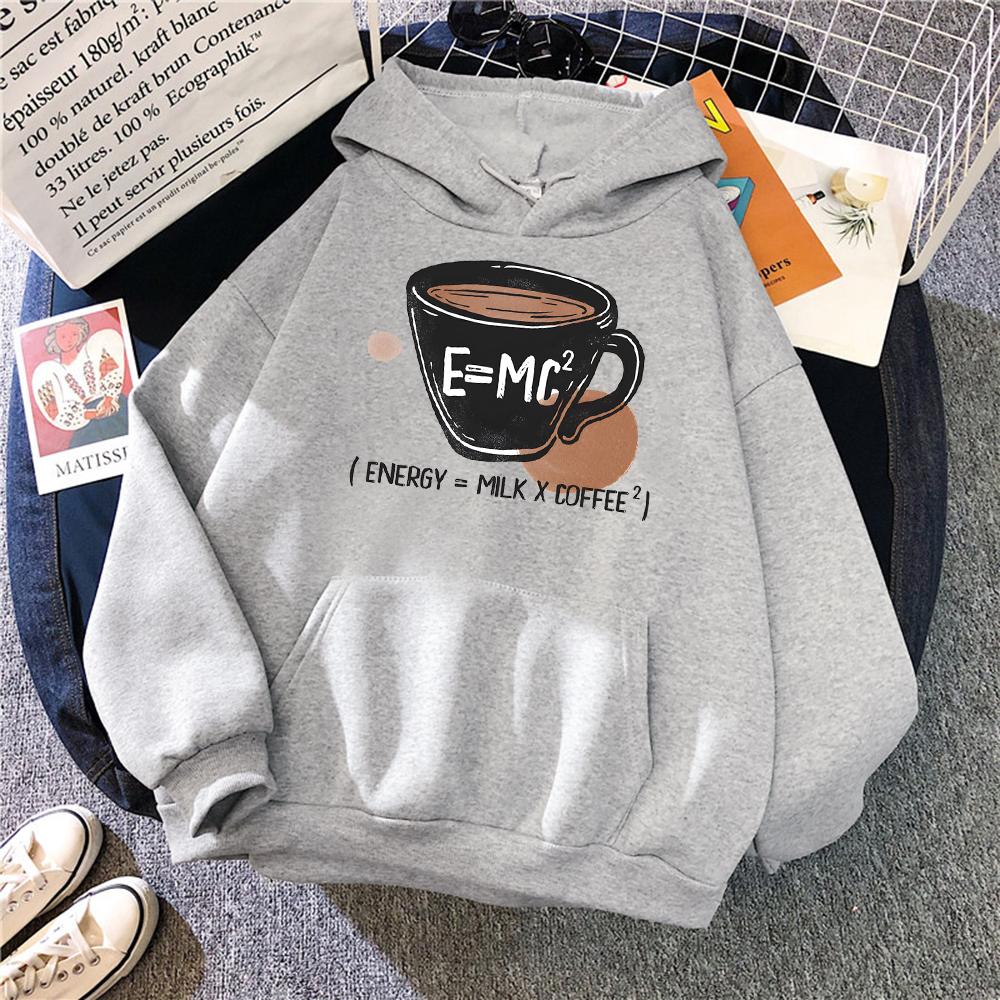 Emc Energy Milk Coffee Hoodies Women Fleece Comfortable warm Hoodie Fashion Casual All Match Hoody Sports Original Basic Clothes S gray benberFashion