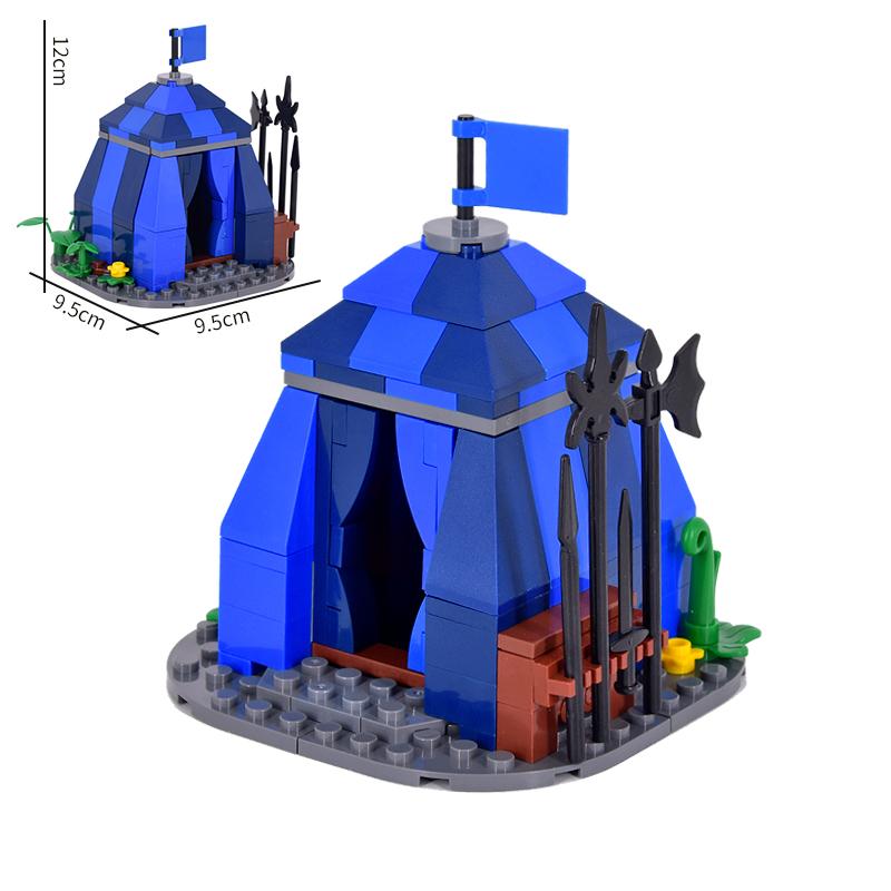 Средневековые лагеря Военная серия Viking Tent Строительные блоки Замок Рыцари Армия Растение Оружие Аксессуары Кирпичики Игрушки Подарки blue JEWELRY-WW
