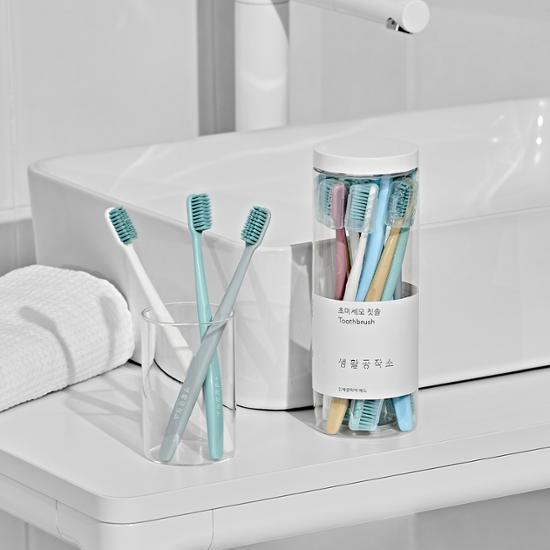 Зубная щетка Living Workshop с ультратонкой щетиной, большой емкости, 36 шт. Ultra-fine bristle toothbrush 36P gray BeautyGlam