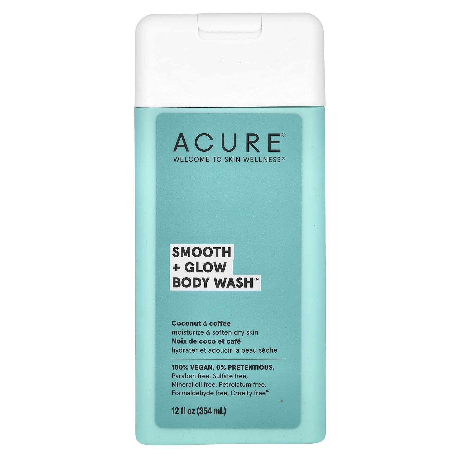 ACURE, Гель для душа, Гладкость и сияние, Кокос и кофе, 12 жидких унций (354 мл) white