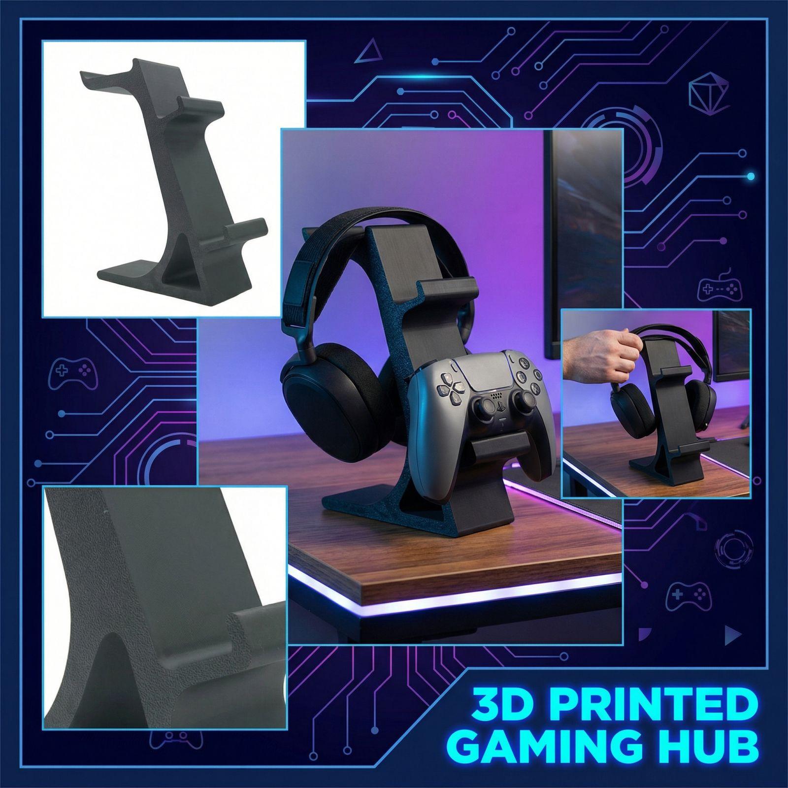 3D-печатная подставка для игрового контроллера и наушников One Size чёрный Cilili
