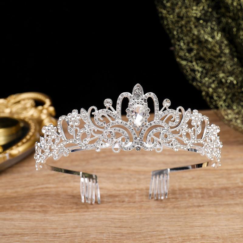 Bridal Headband Hair Accessories Headwear Wedding Ball Wedding Birthday Rhinestones Crown Ladies Alloy Diamond Accessories white More Car Parts