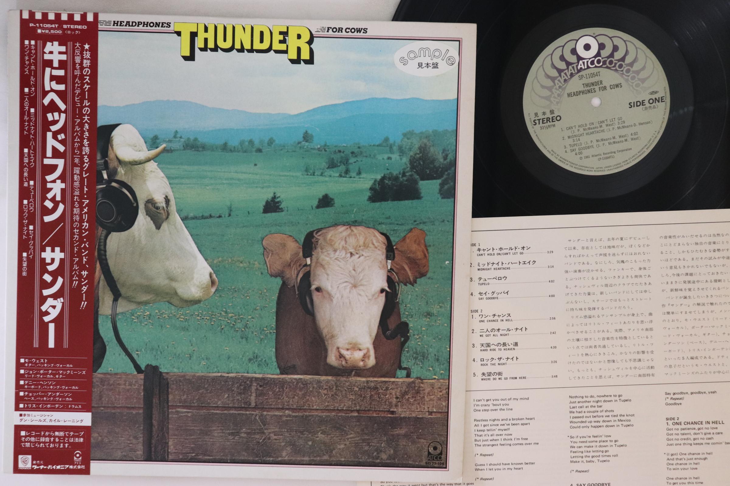 LP Пластинка THUNDER - Наушники для коров P11054TPROMO ATCO 1981 Япония Оби Рок Б/У RecordCityJP