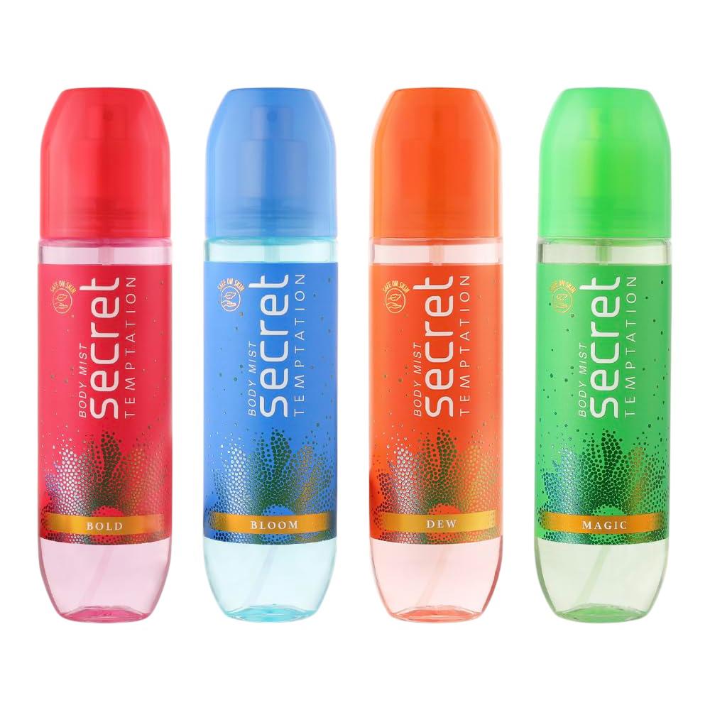 Набор мистов для тела (4 x 120 мл), Body Mist Bold, Bloom, Dew and Magic Set,  Secret Temptation gray