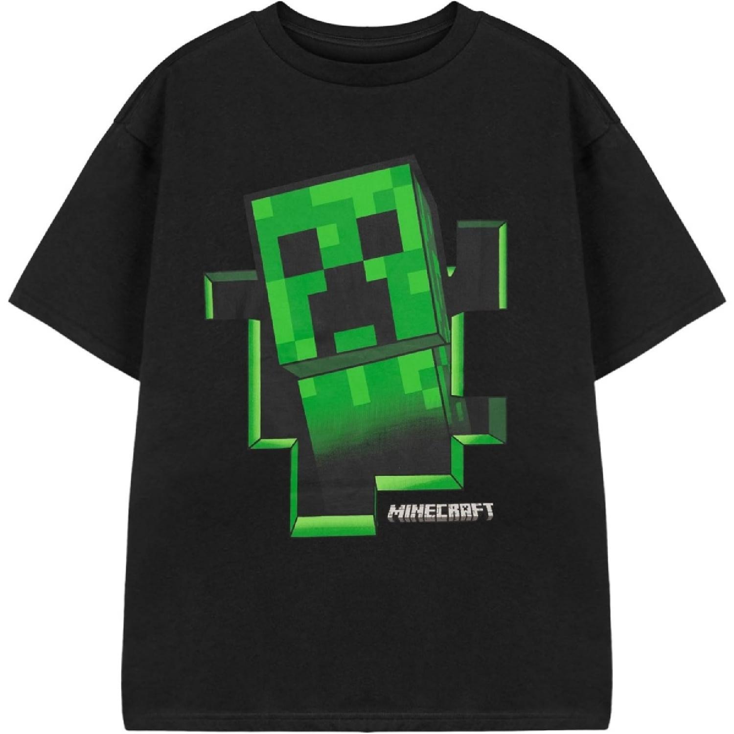 Футболка Minecraft для мальчиков Крипер внутри Черная с коротким рукавом Топ для геймера 13-14 лет S разноцветный Winter snow