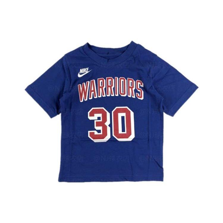 Nike Logo Print Round Neck Pullover Short Sleeve Kids Basketball Jersey Kids jersey Blue 3Z2B3FEKG-WARSC S blue