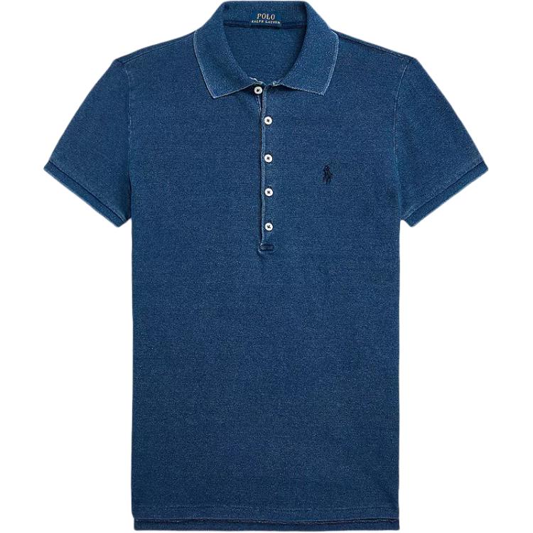 Polo Ralph Lauren Логотип Приталенный Поло с коротким рукавом Женские топы Индиго 211870245006 M blue