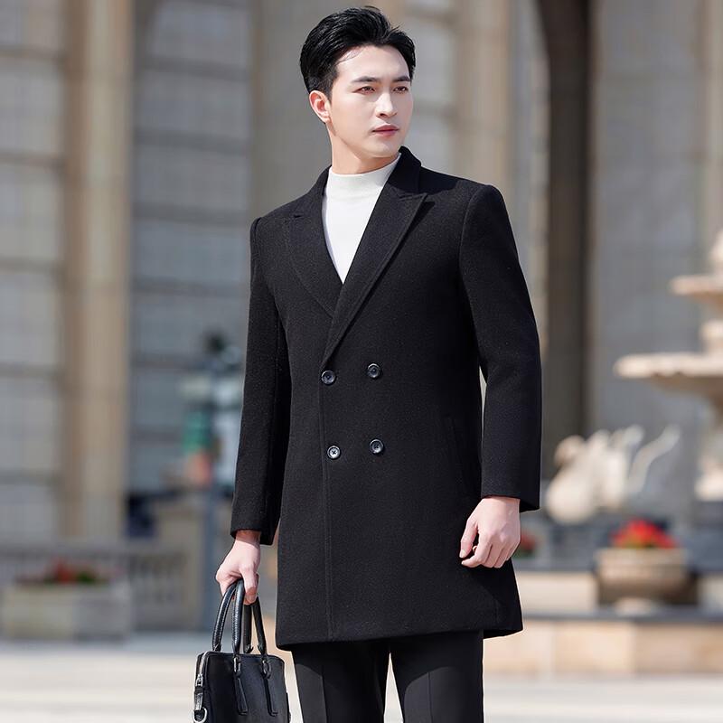 Мужское полупальто из смесовой шерсти в стиле business casual средней длины S чёрный JDST online