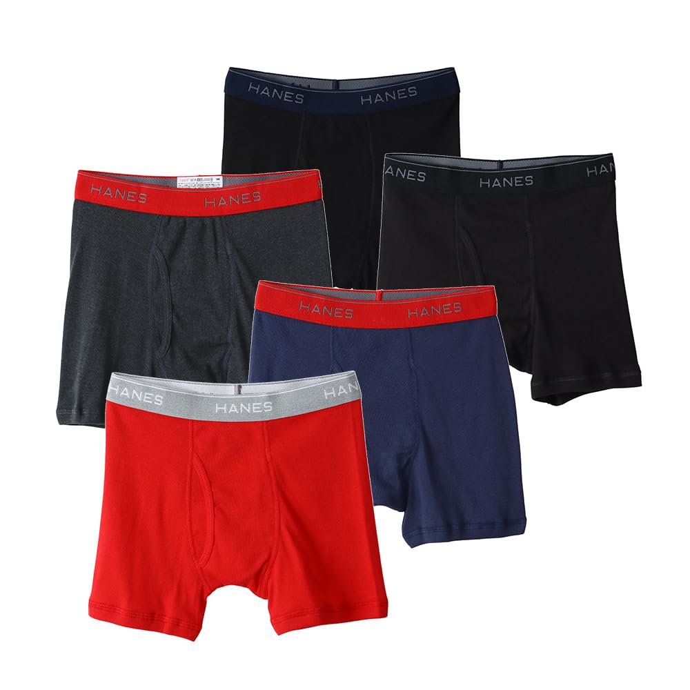 Hanes Kids Боксеры дезодорирующие спереди размер 160 (5 упаковок) Антибактериальный, дезинфицирующий, чистый, эффект, 100% хлопок, отверстие, трусы, HB6EV702J, black DOKI DOKI MARKET form NIPPON