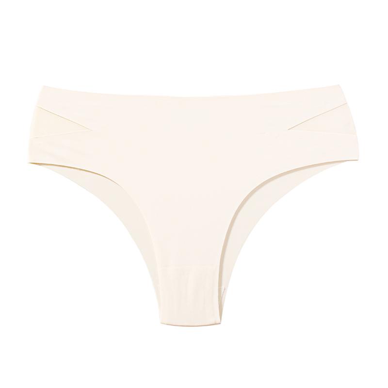 TERMEZY Sexy No trace Panties for Women Ice Silk Low Waist Underwear Comfort One Piece Lingerie Underpant Female Intimates M white