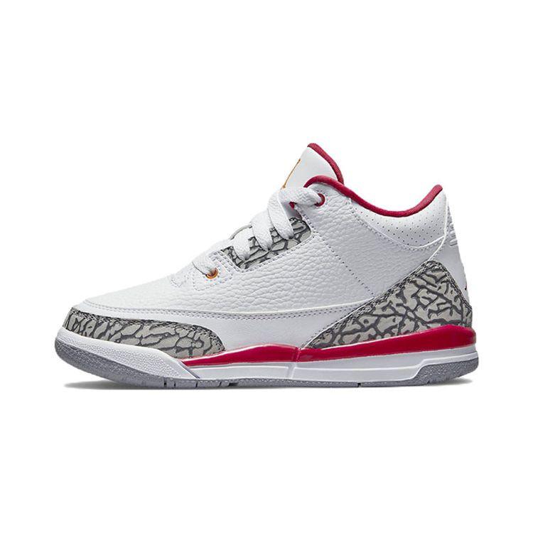 Детские кроссовки Air Jordan 3 Retro PS Cardinal Red White Light-Curry Cement-Grey 429487-126 28 gray