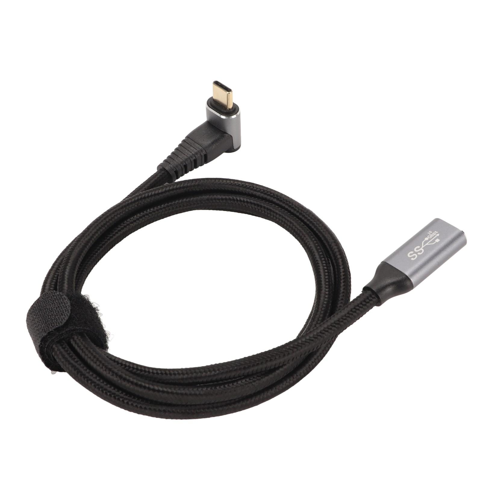 Кабель USB C 3.2 «папа-мама» PD100W для быстрой зарядки 10 Гбит/с 4K при 60 Гц, кабель USB C для зарядки 100cm / 39.4in black DIYelecs