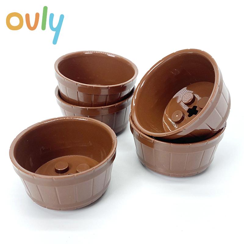 Ovly 5Pcs Wooden Large Basin Shop Decoration Bowl Building Block MOC Toy Educational Decorative Ornaments Block Kit Children s Birthdays Gift brown